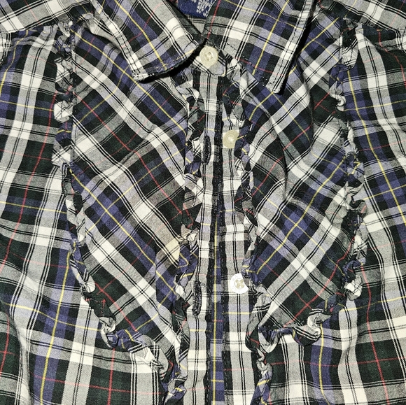 Ralph Lauren Blue Label Girl Sz 5 Navy Skirt Matching Button Up Ruffle Plaid Top - Picture 8 of 12